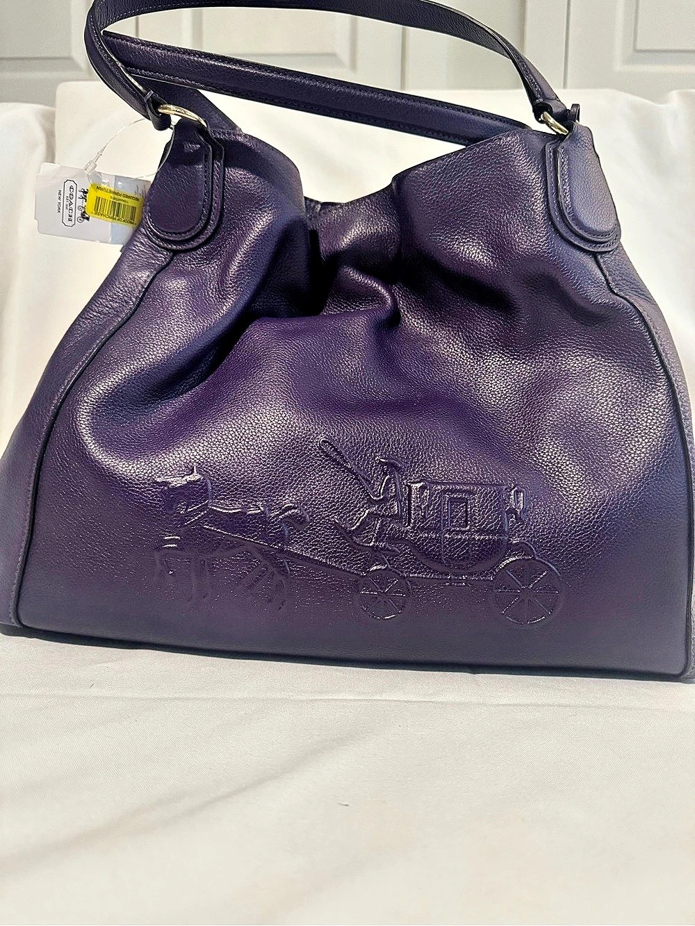 Coach Large Edie Shoulder Bag with Embossed Horse and Carriage Purple